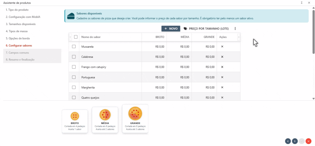 Definir preços em lote