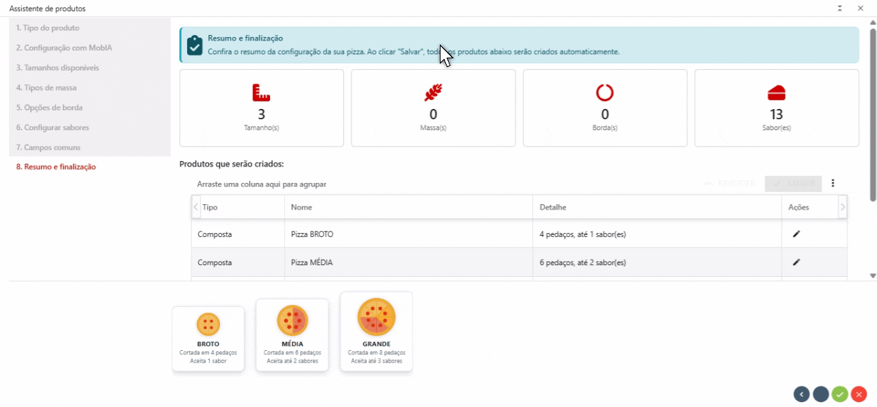 Resultado final do assistente de pizza